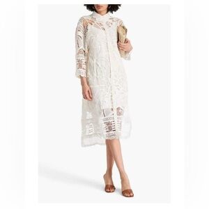 FARM Rio Guipure white Lace Shirt Dress